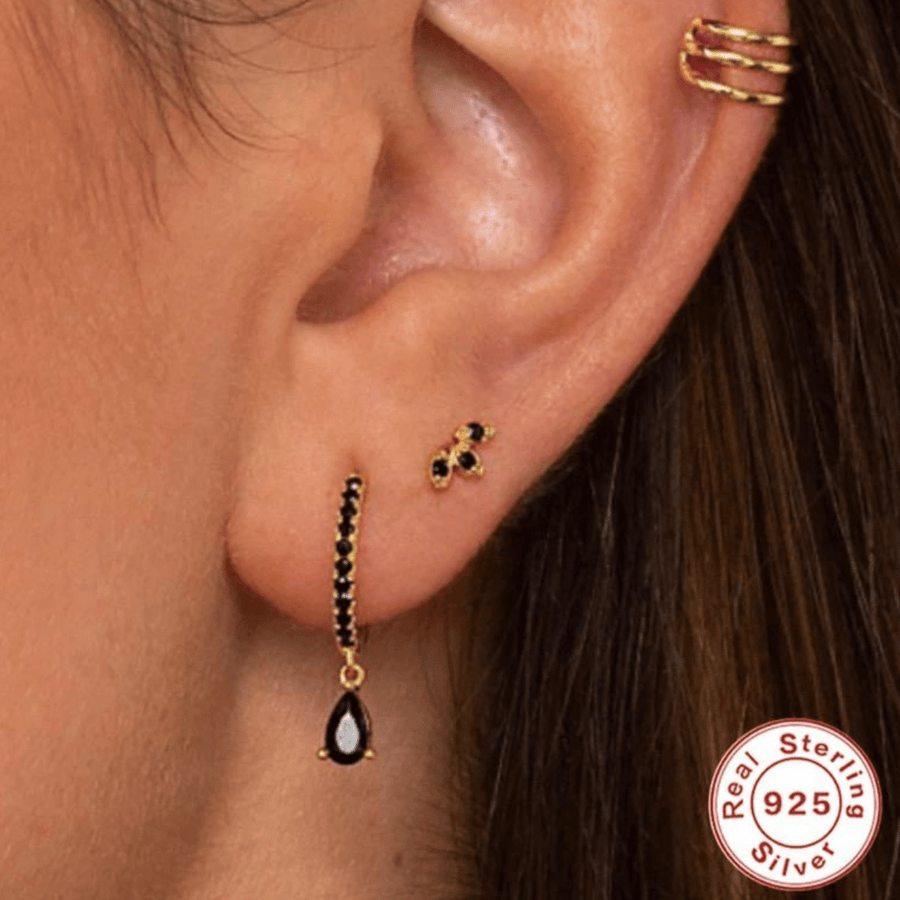 Three Flower Pin Earrings